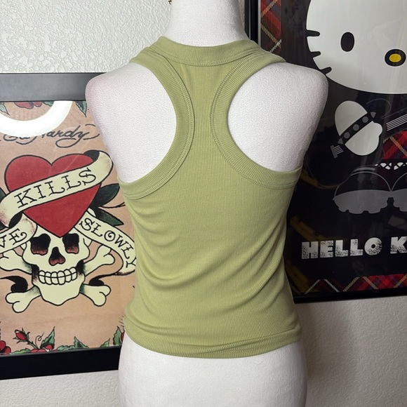 Green Ribbed Halter Top - Picture 2 of 5